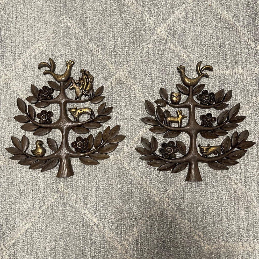 Vintage HOMCO Tree of Life Wall Hanging MID CENTURY 1963 PAIR